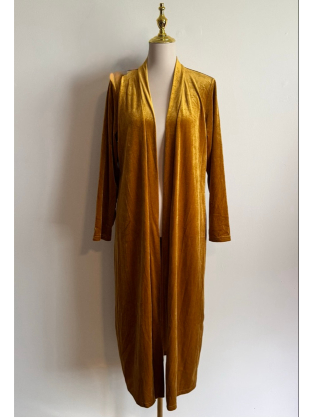 Women's Unbranded Gold Velour Long Cardigan L
